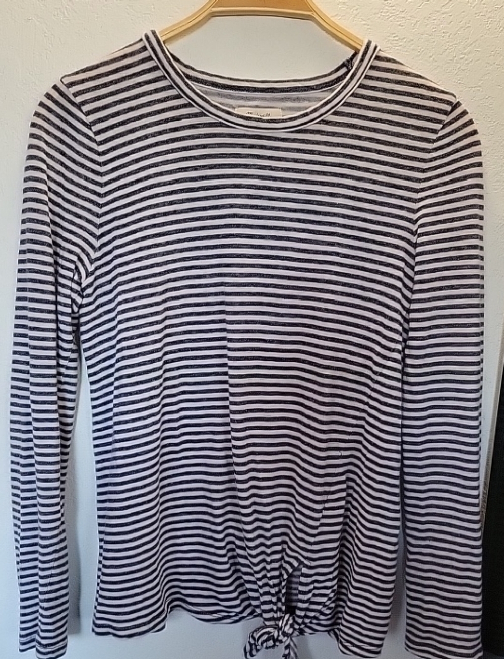 Madewell Women's Side Tide Blue and White Striped Long Sleeve T Shirt Size M - Picture 9 of 11